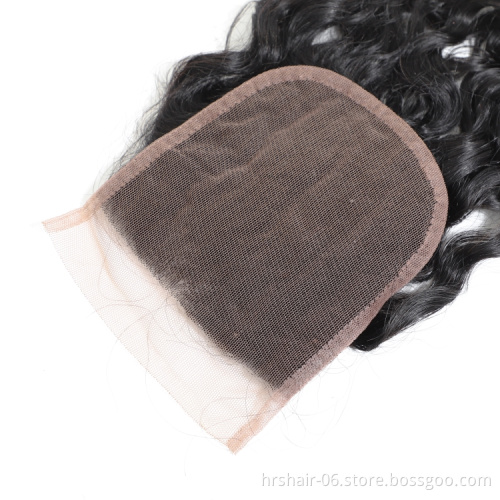 brazilian hair bundles with closure water wave 9A nice quality virgin human hair weave with lace closure 8"-28" no shedding